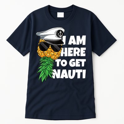 Here To Get Nauti Cruise Boat Upside Down Pineapple Swinger Tall T-Shirt