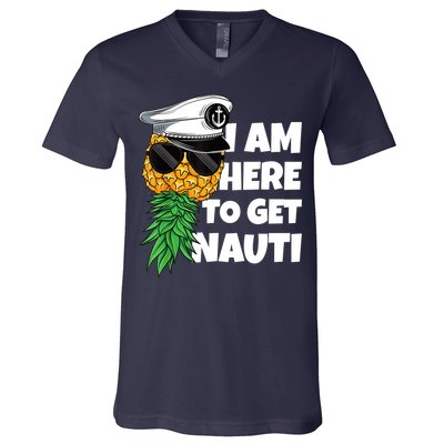 Here To Get Nauti Cruise Boat Upside Down Pineapple Swinger V-Neck T-Shirt