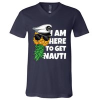 Here To Get Nauti Cruise Boat Upside Down Pineapple Swinger V-Neck T-Shirt