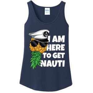 Here To Get Nauti Cruise Boat Upside Down Pineapple Swinger Ladies Essential Tank