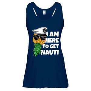 Here To Get Nauti Cruise Boat Upside Down Pineapple Swinger Ladies Essential Flowy Tank