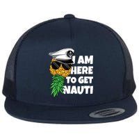 Here To Get Nauti Cruise Boat Upside Down Pineapple Swinger Flat Bill Trucker Hat