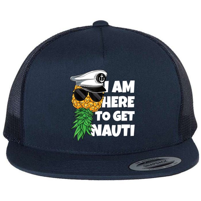 Here To Get Nauti Cruise Boat Upside Down Pineapple Swinger Flat Bill Trucker Hat