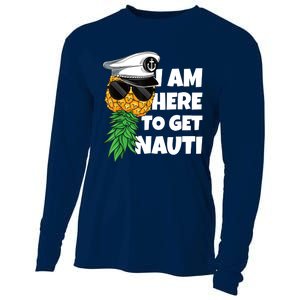 Here To Get Nauti Cruise Boat Upside Down Pineapple Swinger Cooling Performance Long Sleeve Crew