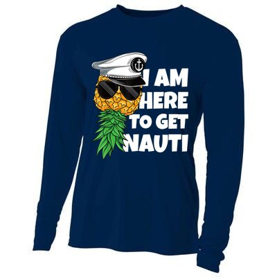 Here To Get Nauti Cruise Boat Upside Down Pineapple Swinger Cooling Performance Long Sleeve Crew