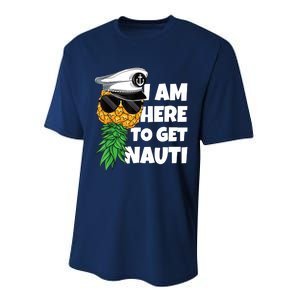 Here To Get Nauti Cruise Boat Upside Down Pineapple Swinger Performance Sprint T-Shirt