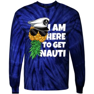 Here To Get Nauti Cruise Boat Upside Down Pineapple Swinger Tie-Dye Long Sleeve Shirt