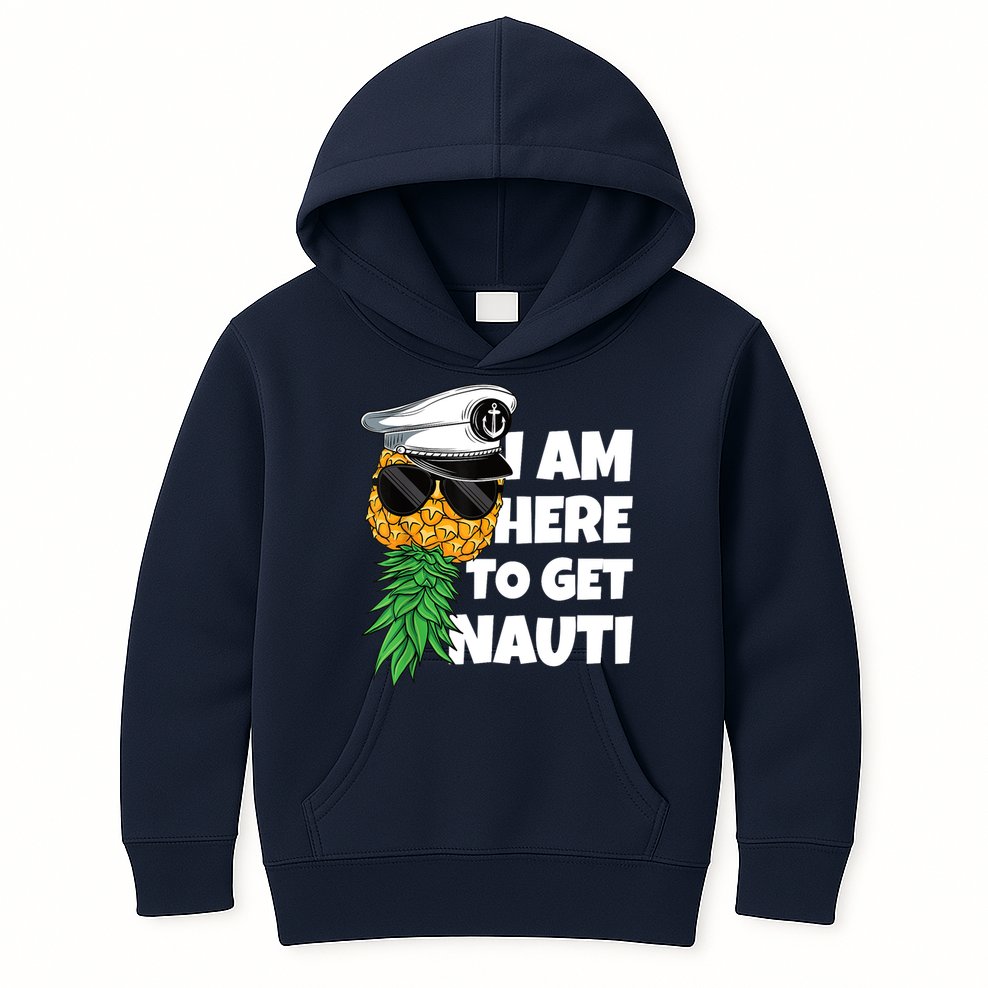 Here To Get Nauti Cruise Boat Upside Down Pineapple Swinger Kids Hoodie