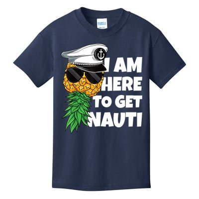 Here To Get Nauti Cruise Boat Upside Down Pineapple Swinger Kids T-Shirt