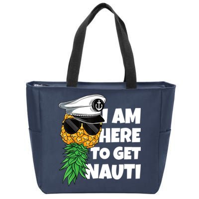 Here To Get Nauti Cruise Boat Upside Down Pineapple Swinger Zip Tote Bag