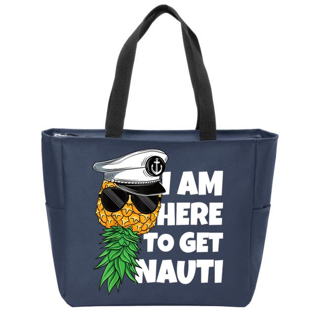 Here To Get Nauti Cruise Boat Upside Down Pineapple Swinger Zip Tote Bag