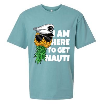 Here To Get Nauti Cruise Boat Upside Down Pineapple Swinger Sueded Cloud Jersey T-Shirt
