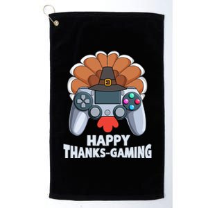 Happy Thanks Gaming Funny Video Gamer Turkey Thanksgiving Cute Gift Platinum Collection Golf Towel