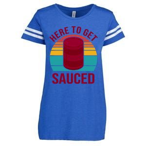 Here To Get Sauced Funny Retro Enza Ladies Jersey Football T-Shirt