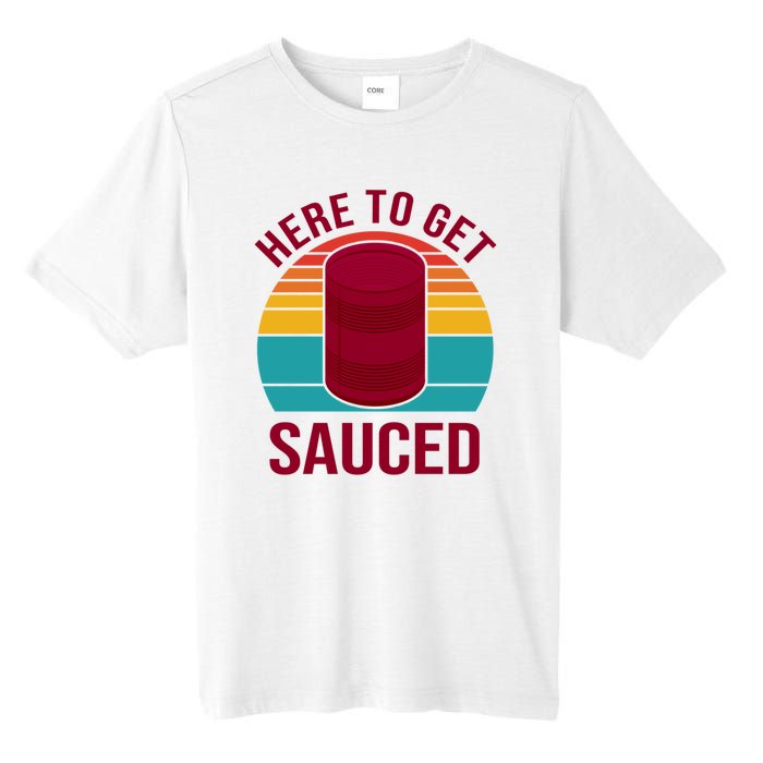 Here To Get Sauced Funny Retro Tall Fusion ChromaSoft Performance T-Shirt