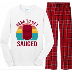 Here To Get Sauced Funny Retro Long Sleeve Pajama Set