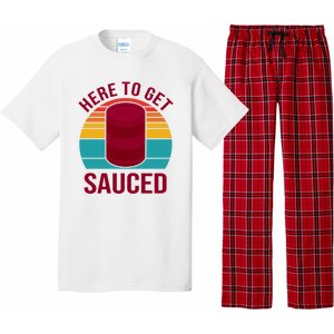 Here To Get Sauced Funny Retro Pajama Set