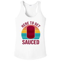 Here To Get Sauced Funny Retro Ladies PosiCharge Competitor Racerback Tank