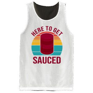 Here To Get Sauced Funny Retro Mesh Reversible Basketball Jersey Tank