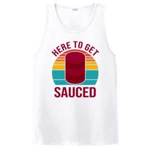 Here To Get Sauced Funny Retro PosiCharge Competitor Tank