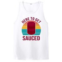 Here To Get Sauced Funny Retro PosiCharge Competitor Tank