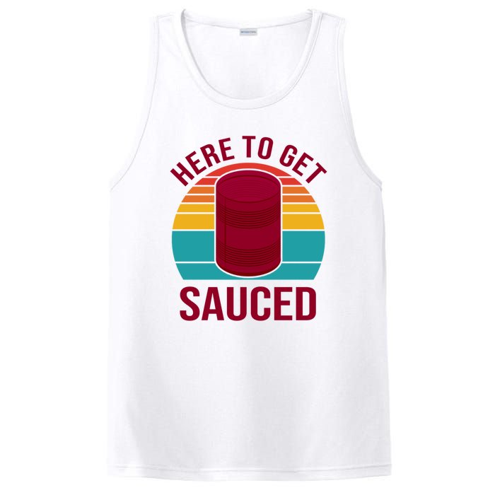 Here To Get Sauced Funny Retro PosiCharge Competitor Tank