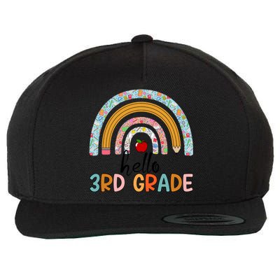 Hello Third Grade Rainbow First Day Of 3Rd Grade Teacher Funny Gift Wool Snapback Cap