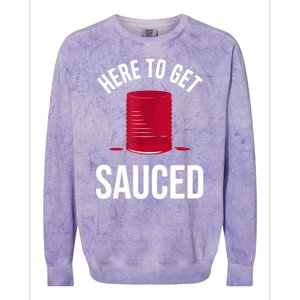 Here To Get Sauced Funny Colorblast Crewneck Sweatshirt