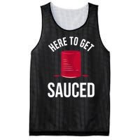 Here To Get Sauced Funny Mesh Reversible Basketball Jersey Tank