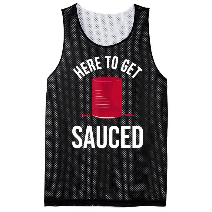 Here To Get Sauced Funny Mesh Reversible Basketball Jersey Tank