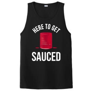 Here To Get Sauced Funny PosiCharge Competitor Tank