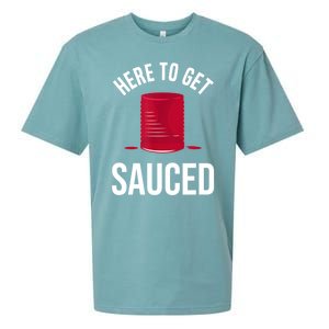 Here To Get Sauced Funny Sueded Cloud Jersey T-Shirt