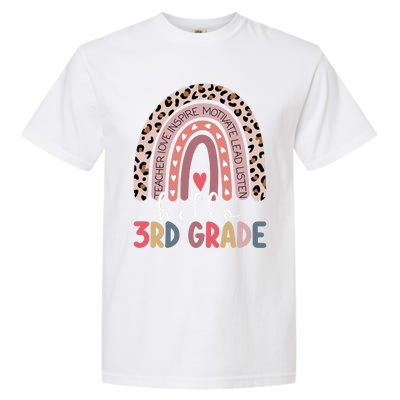 Hello Third Grade Rainbow Leopard Print 3Rd Grade Teacher Meaningful Gift Garment-Dyed Heavyweight T-Shirt