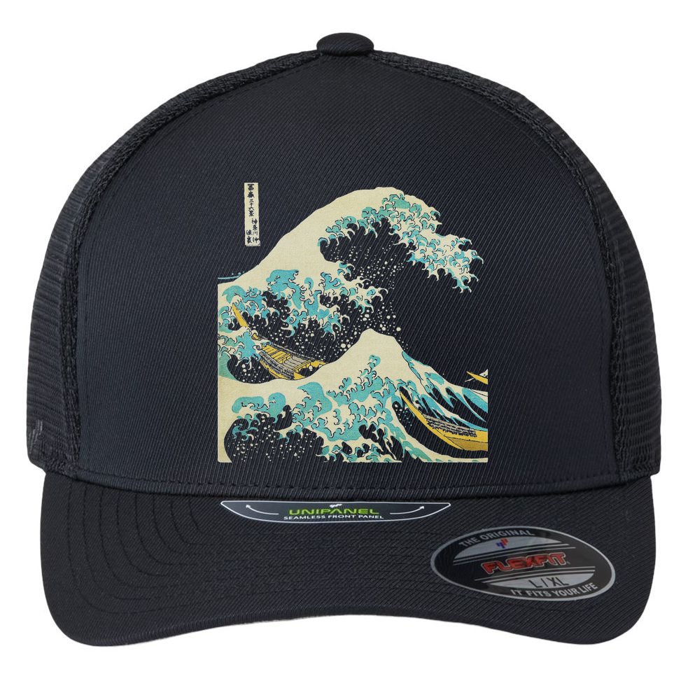 Hokusai The Great Wave Flexfit Unipanel Trucker Cap