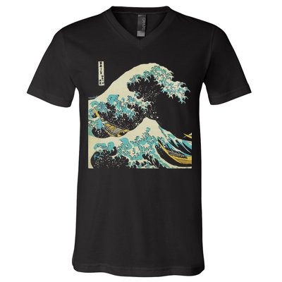 Hokusai The Great Wave V-Neck T-Shirt