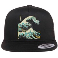 Hokusai The Great Wave Flat Bill Trucker Hat