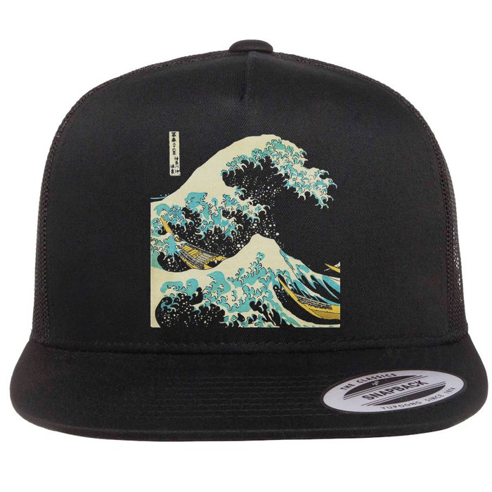 Hokusai The Great Wave Flat Bill Trucker Hat