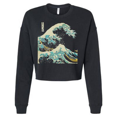 Hokusai The Great Wave Cropped Pullover Crew