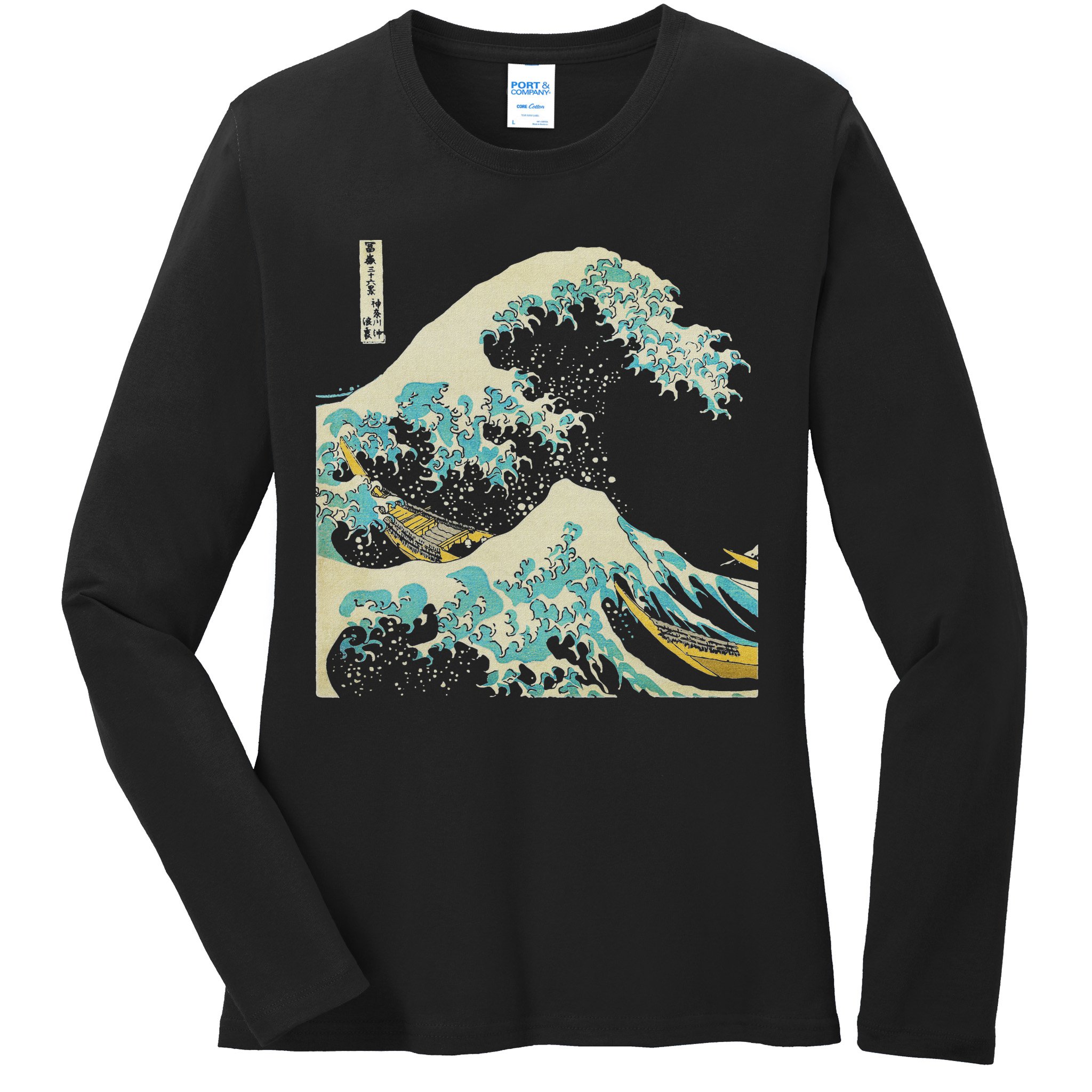 Hokusai The Great Wave Ladies Long Sleeve Shirt