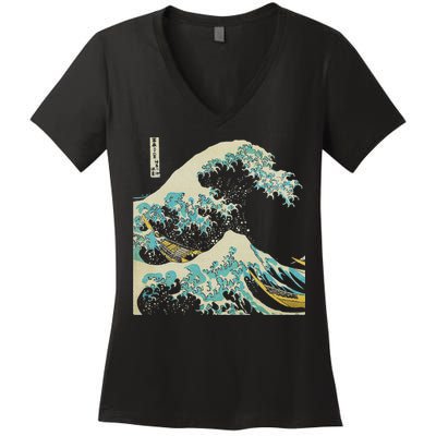 Hokusai The Great Wave Women's V-Neck T-Shirt