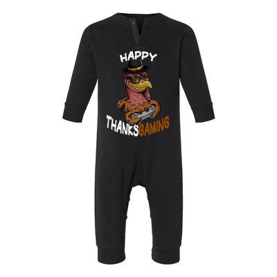 Happy Thanksgaming Gaming Video Game Gamer Thanksgiving Gift Infant Fleece One Piece