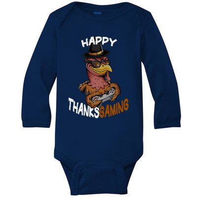 Happy Thanksgaming Gaming Video Game Gamer Thanksgiving Gift Baby Long Sleeve Bodysuit