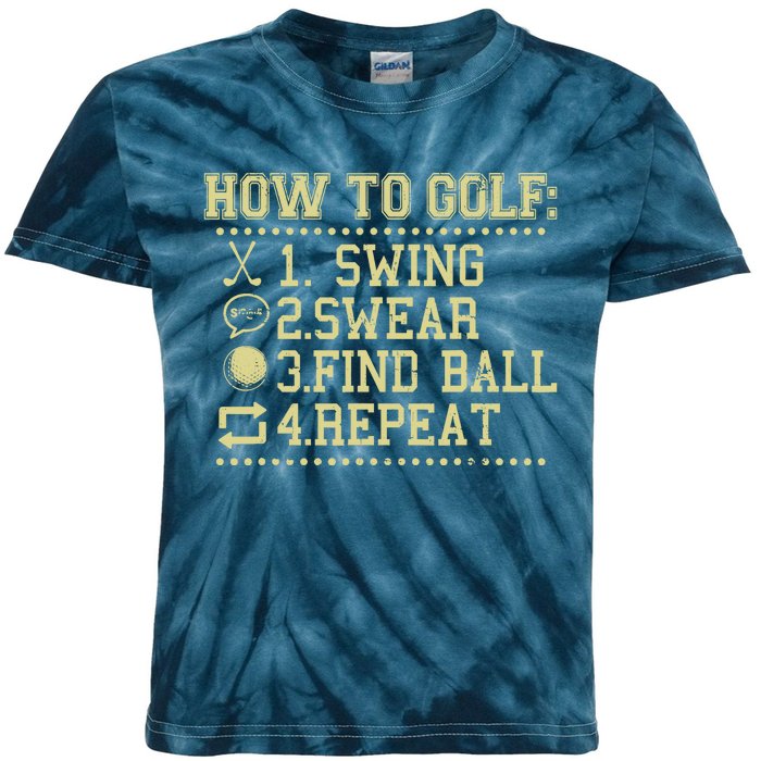 How To Golf Funny Vintage Tee For Golfers Golf Lover Kids Tie-Dye T-Shirt