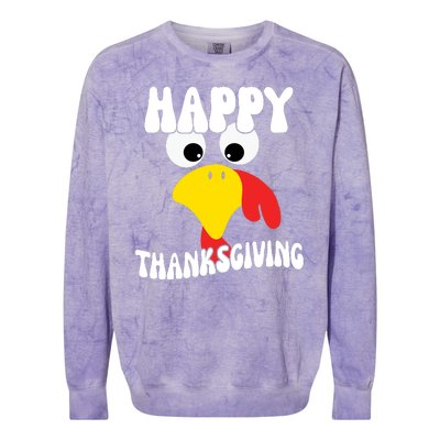 Happy Thanksigiving Gobble Turkey Face Colorblast Crewneck Sweatshirt