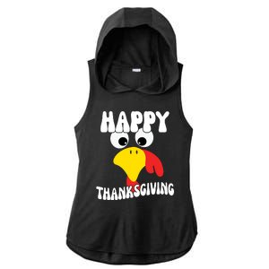 Happy Thanksigiving Gobble Turkey Face Ladies PosiCharge Tri-Blend Wicking Draft Hoodie Tank