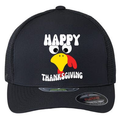 Happy Thanksigiving Gobble Turkey Face Flexfit Unipanel Trucker Cap