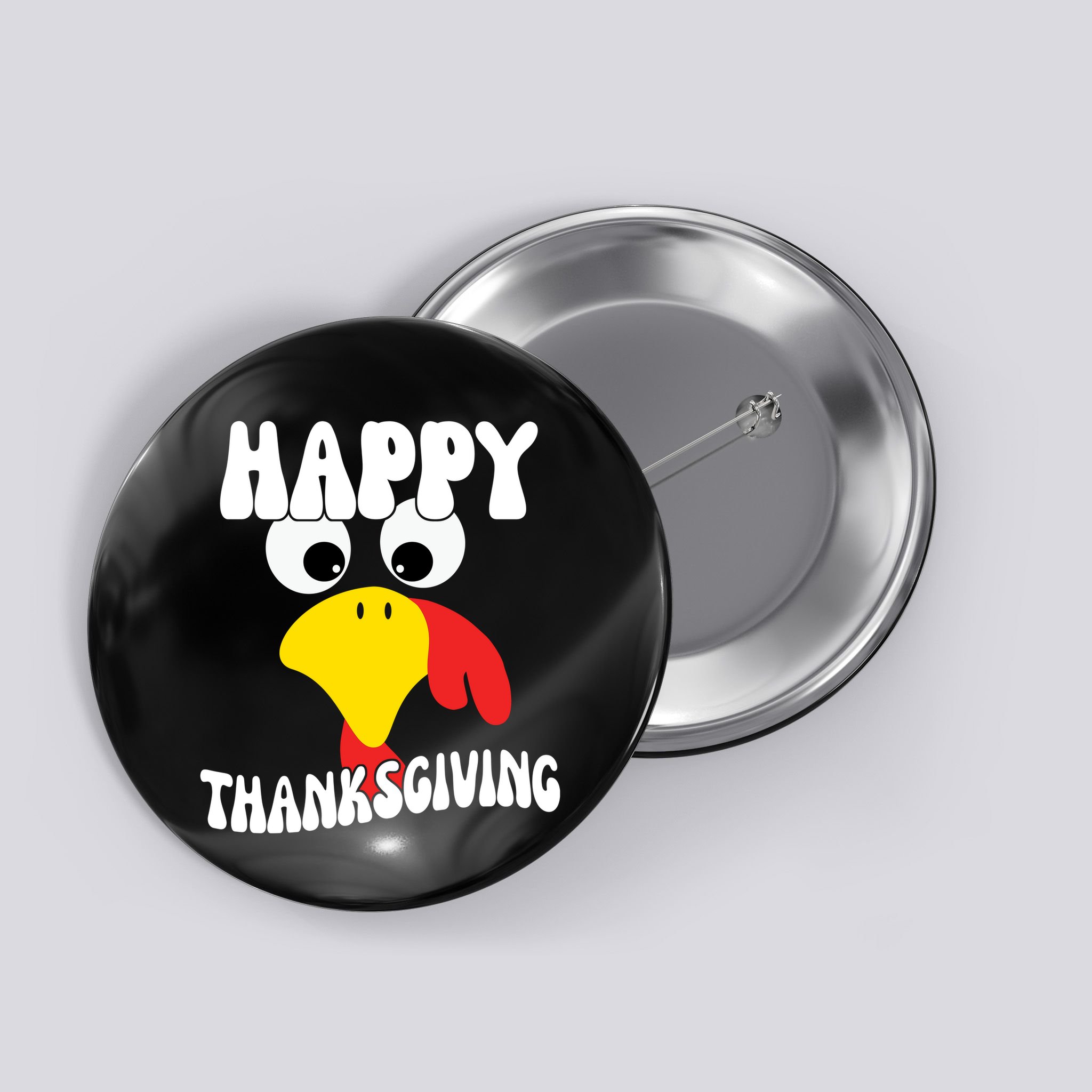 Happy Thanksigiving Gobble Turkey Face Button