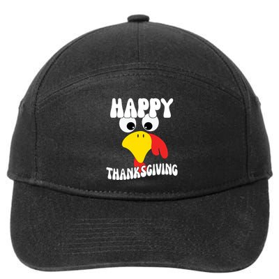 Happy Thanksigiving Gobble Turkey Face 7-Panel Snapback Hat