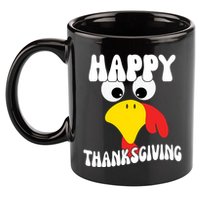 Happy Thanksigiving Gobble Turkey Face 11oz C Handle Ceramic Mug