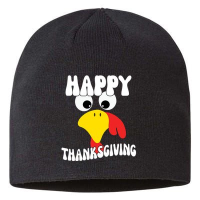 Happy Thanksigiving Gobble Turkey Face Sustainable Beanie